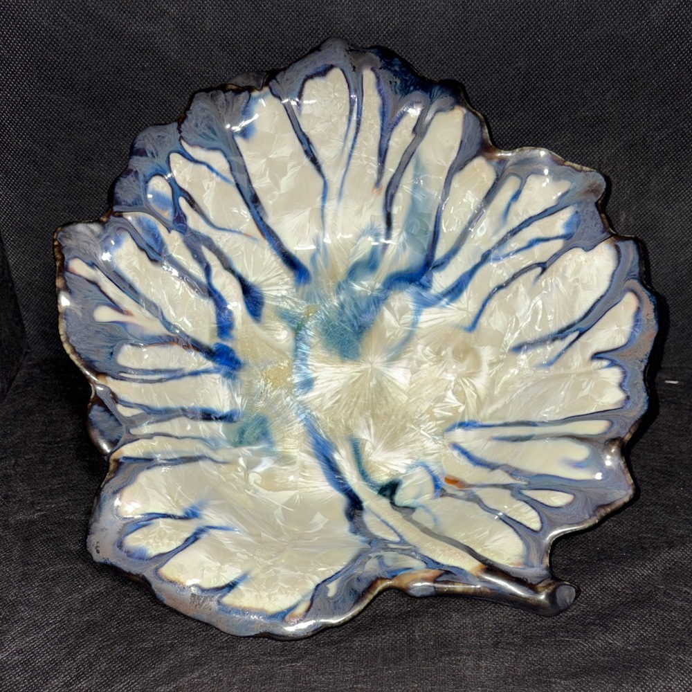 EDGECOMB POTTERS Crystalline Glaze Leaf Bowl Maine